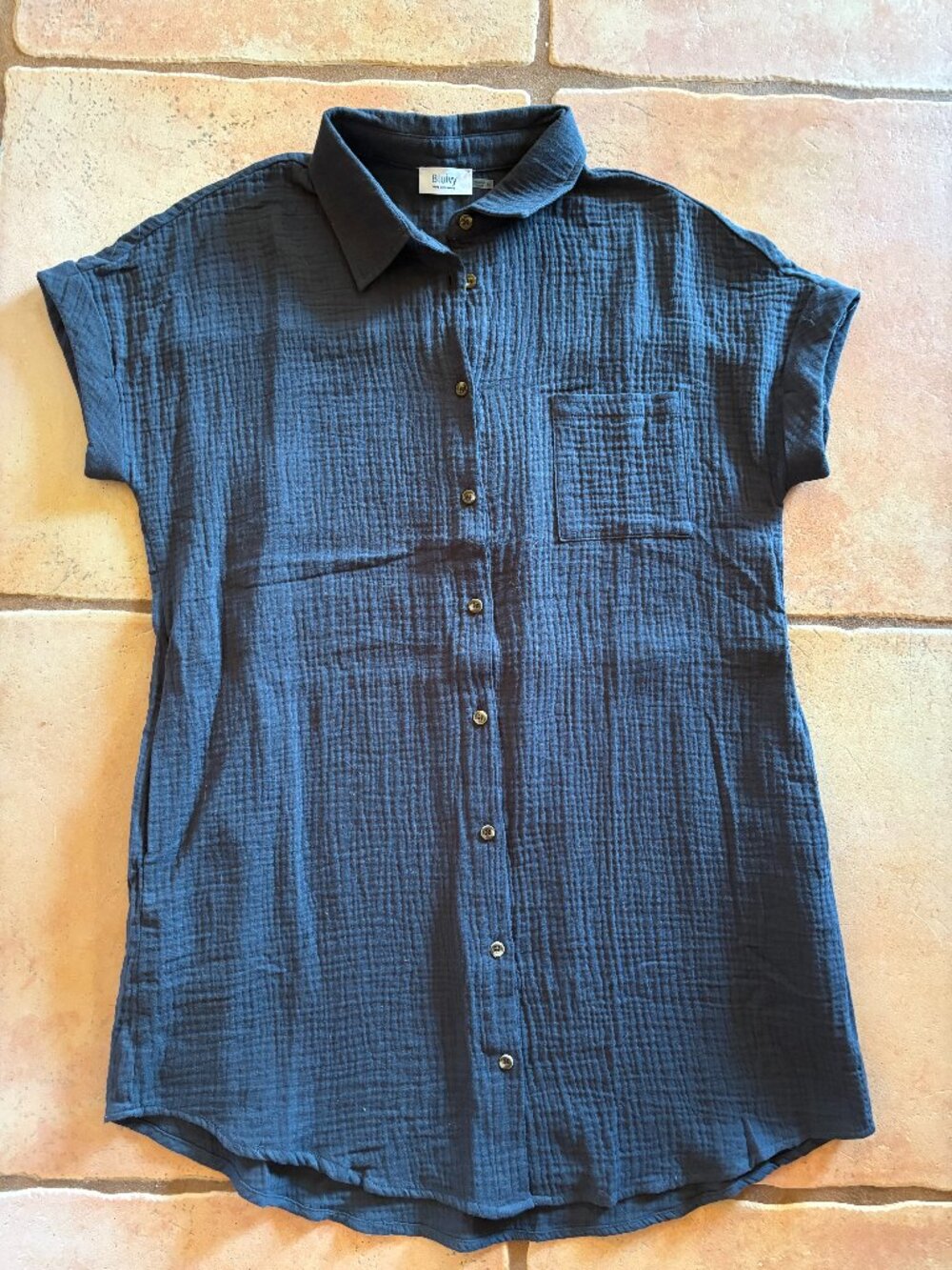 100% cotton navy utility dress